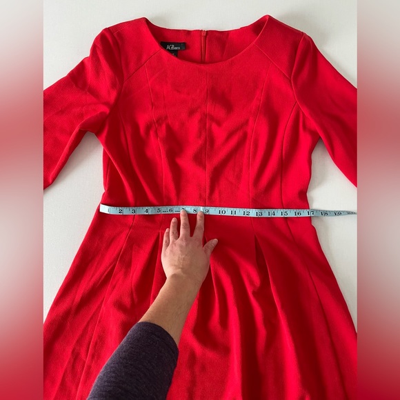 AGB Dress Midi Red 12 Large 3/4 Length Sleeves - Picture 10 of 11